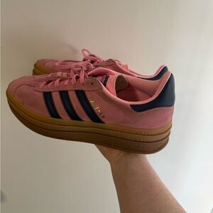 Adidas Gazelle Pink and Blue Platform Sneakers